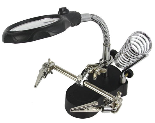 Suport ciocan de lipit cu Lupa Lampa Led si clesti