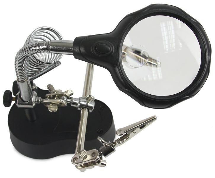 Suport ciocan de lipit cu Lupa Lampa Led si clesti - Bjc tools