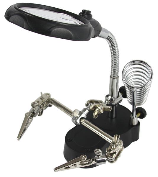Suport ciocan de lipit cu Lupa Lampa Led si clesti - Bjc tools