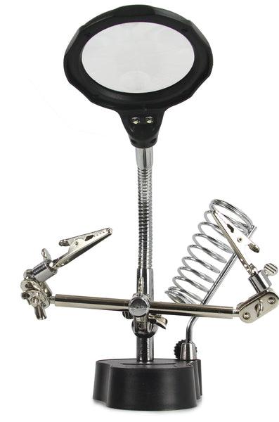 Suport ciocan de lipit cu Lupa Lampa Led si clesti - Bjc tools