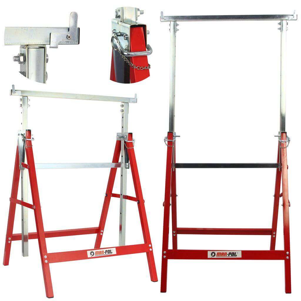 Set capre schela 2 x 150kg , capre sustinere pliabile si telescopice - Bjc tools