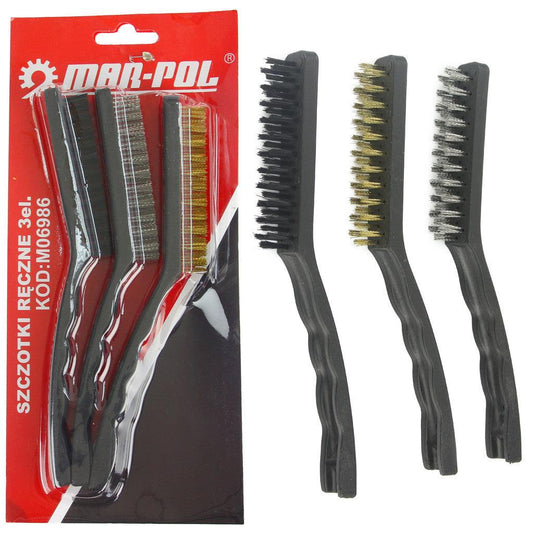 Set perie sarma 3 piese otel nylon si alama 21cm - Bjc tools