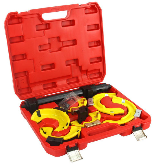 Presa arcuri amortizoare auto cu 3 perechi de talere