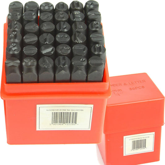 Set pansoane litere si cifre 36 piese 6mm otel carbon - Bjc tools