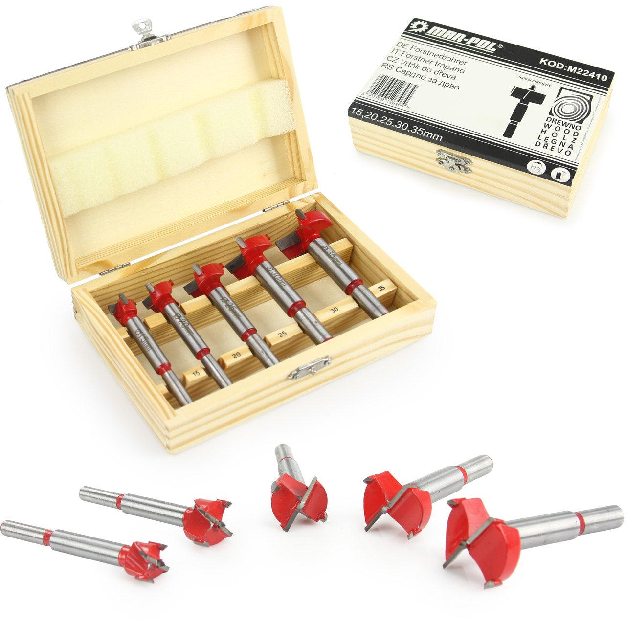 Set freze burghiu lemn 5 piese 15-35mm ,burghiu lemn cu lame din carbură de tungsten widia și titan - Bjc tools Imagine principală a produsului