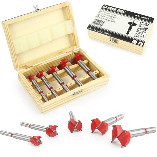 Set freze burghiu lemn 5 piese 15-35mm ,burghiu lemn cu lame din carbură de tungsten widia și titan - Bjc tools