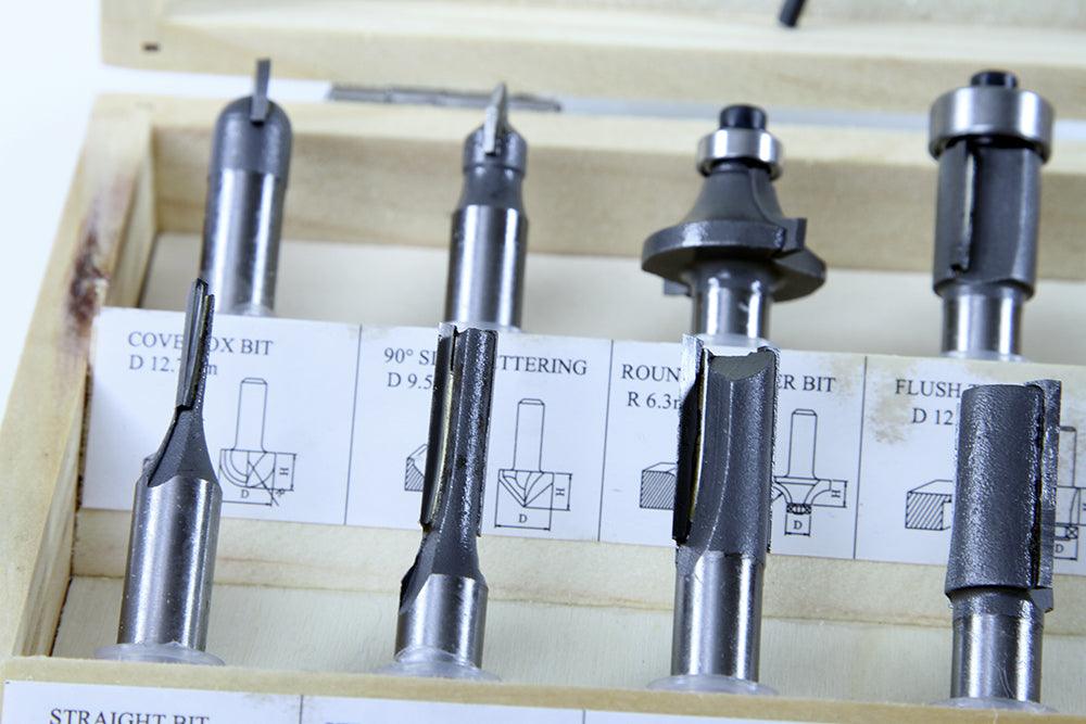 Set freze lemn 12 piese carbura tungsten, freze pentru lemn din otel carbon si carbură de tungsten - Bjc tools