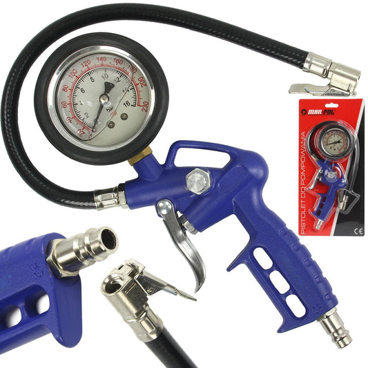 Pistol cu manometru de umflat roti, manometru cu glicerina max 16 bari - Bjc tools