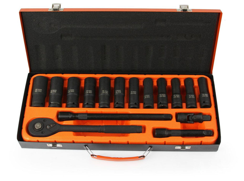 Trusa chei tubulare lungi clichet si prelungitor de forta 1/2 17 piese - Bjc tools