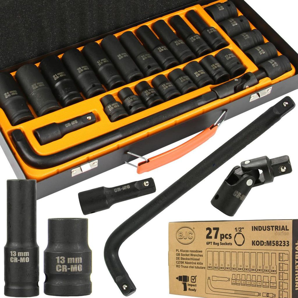 Trusa chei tubulare de forta 1/2 scurte si lungi 27 piese 8-24mm Profi - Bjc tools