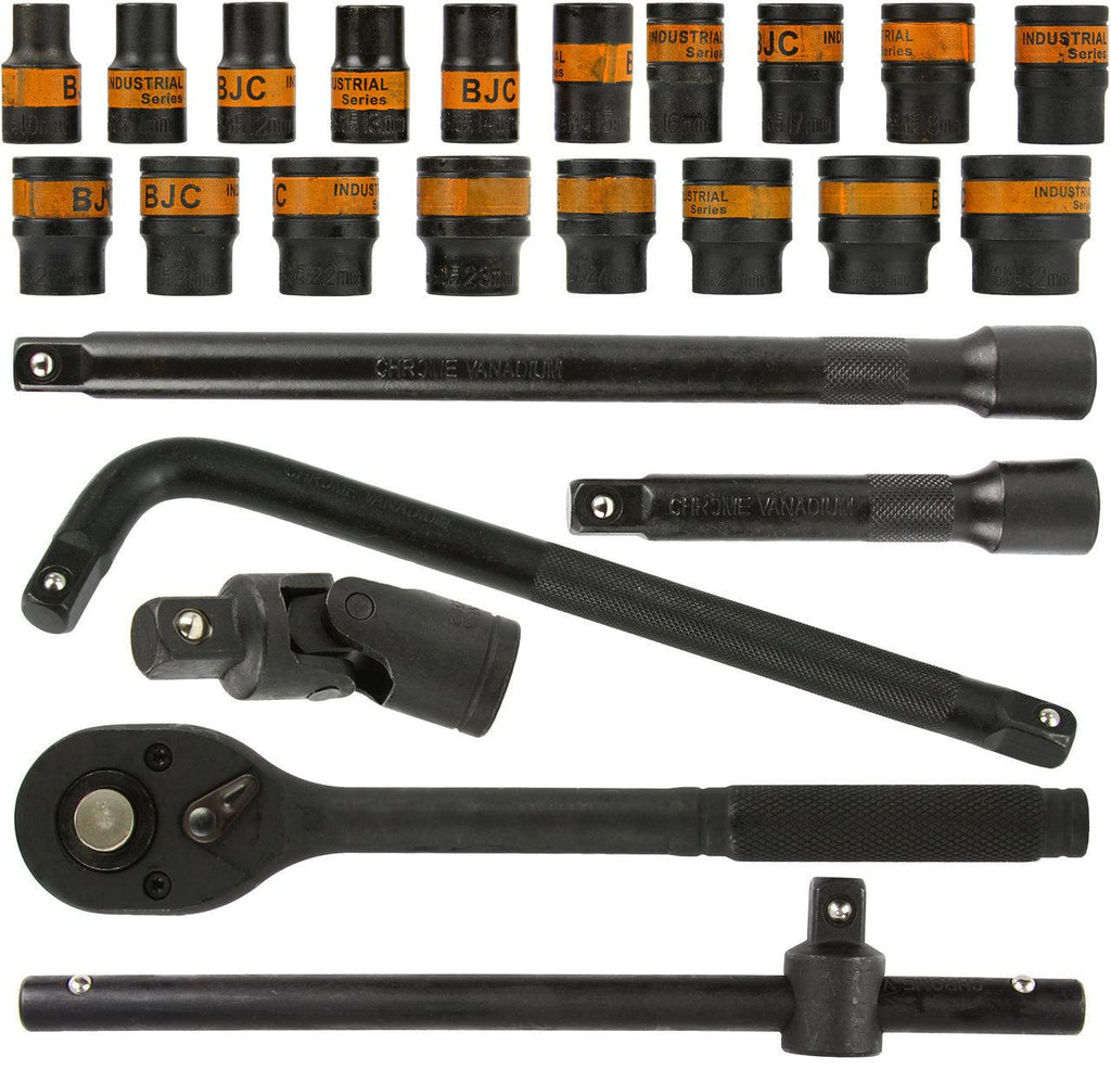 Trusa scule de forta 24 piese 1/2 6 laturi, set chei tubulare clichet prelungitor - Bjc tools