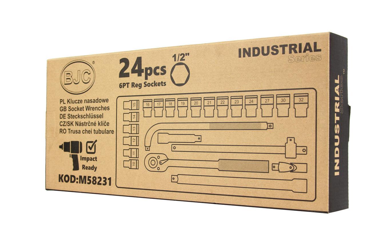 Trusa scule de forta 24 piese 1/2 6 laturi, set chei tubulare clichet prelungitor - Bjc tools
