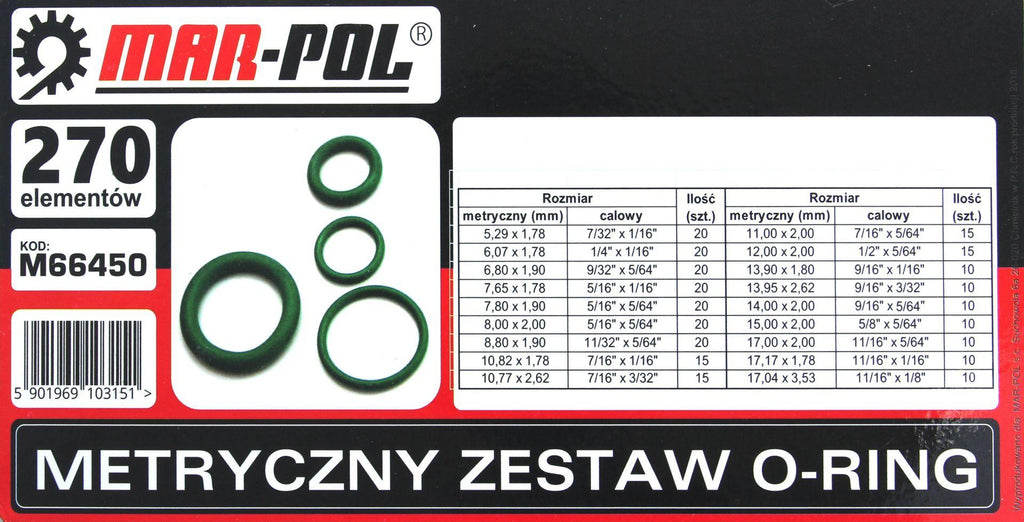 Set garnituri de cauciuc, oringuri hnbr 270 piese garnituri aer condiționat - Bjc tools