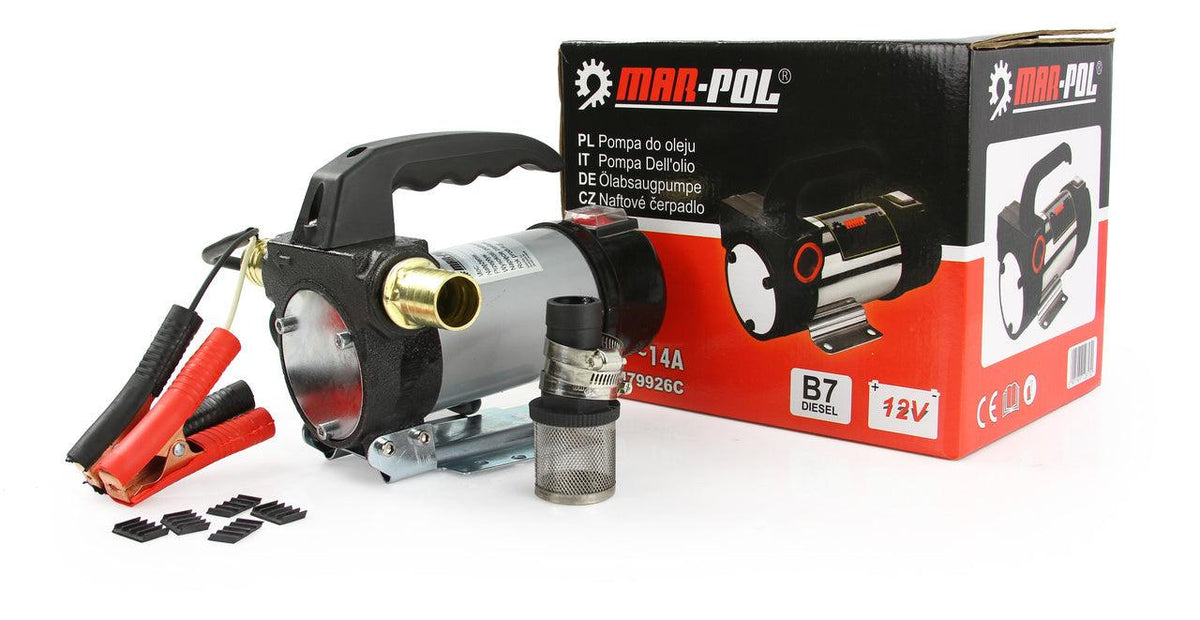 Pompa transfer motorina si ulei 12 volti 50L/min cu autoamorsare, pompa transfer diesel 160 wati 12 volti - Bjc tools