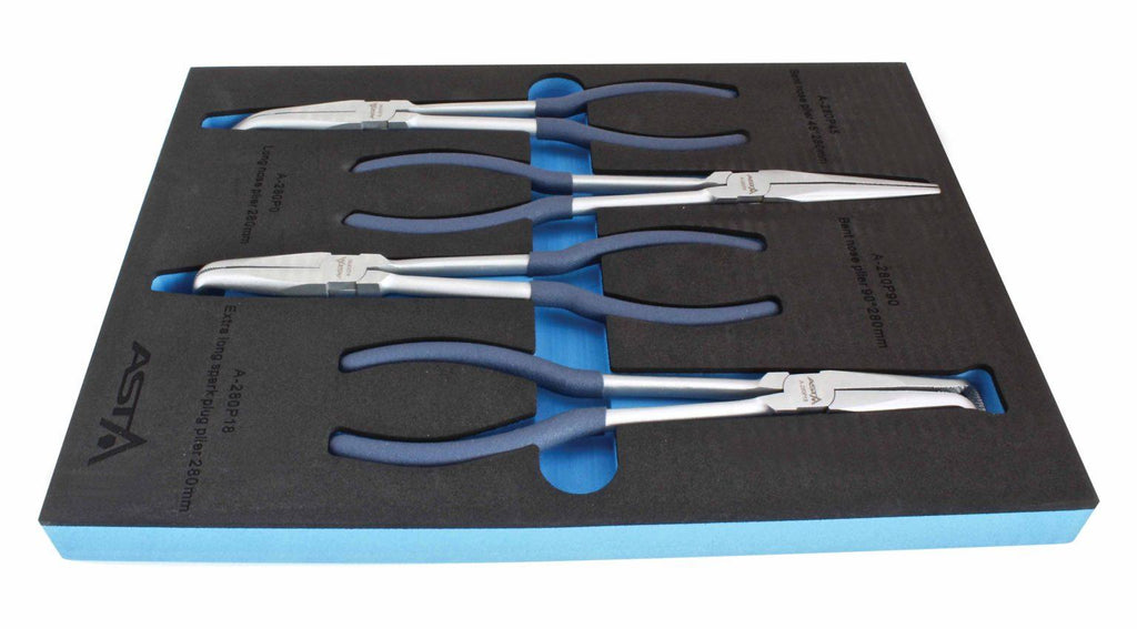 Set clesti cu varf lung in modul de spuma pentru dulap scule, set clesti lungi 4 piese Profesional - Bjc tools