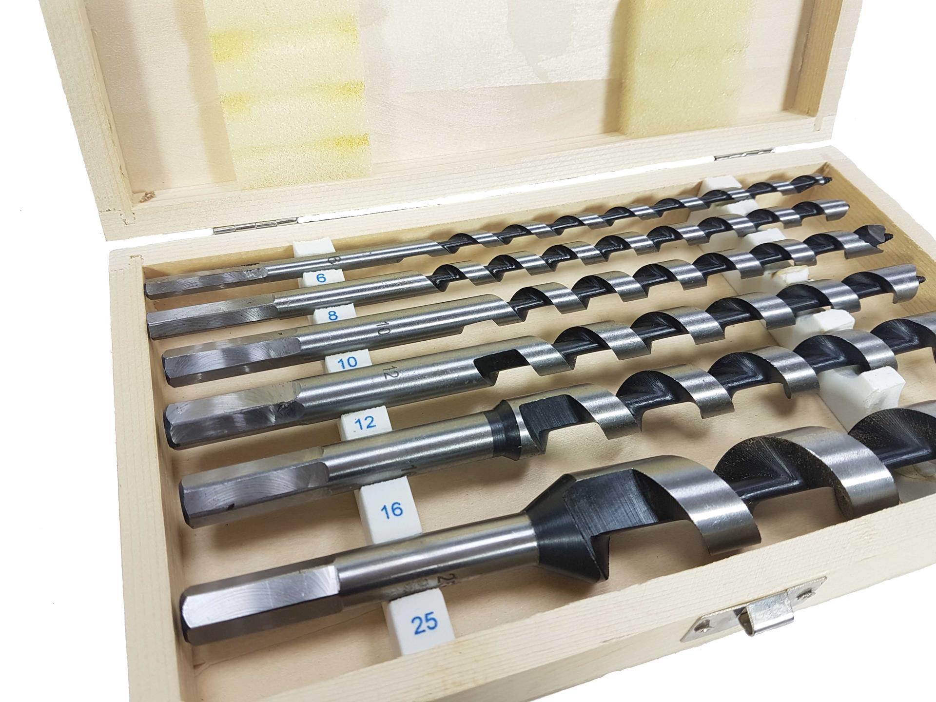 Set burgie lemn 6 piese 230 mm 6-25mm. Burghiu lemn - Bjc tools