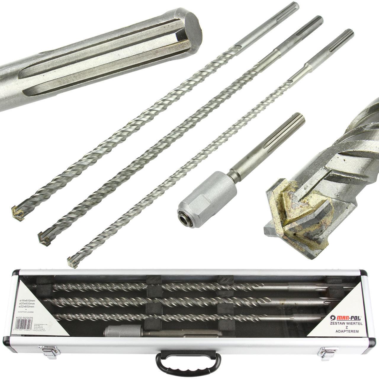 Set burghie beton 4 piese SDS MAX SDS PLUS 600mm, set burghie beton 16 20 si 22 mm - Bjc tools Imagine principală a produsului