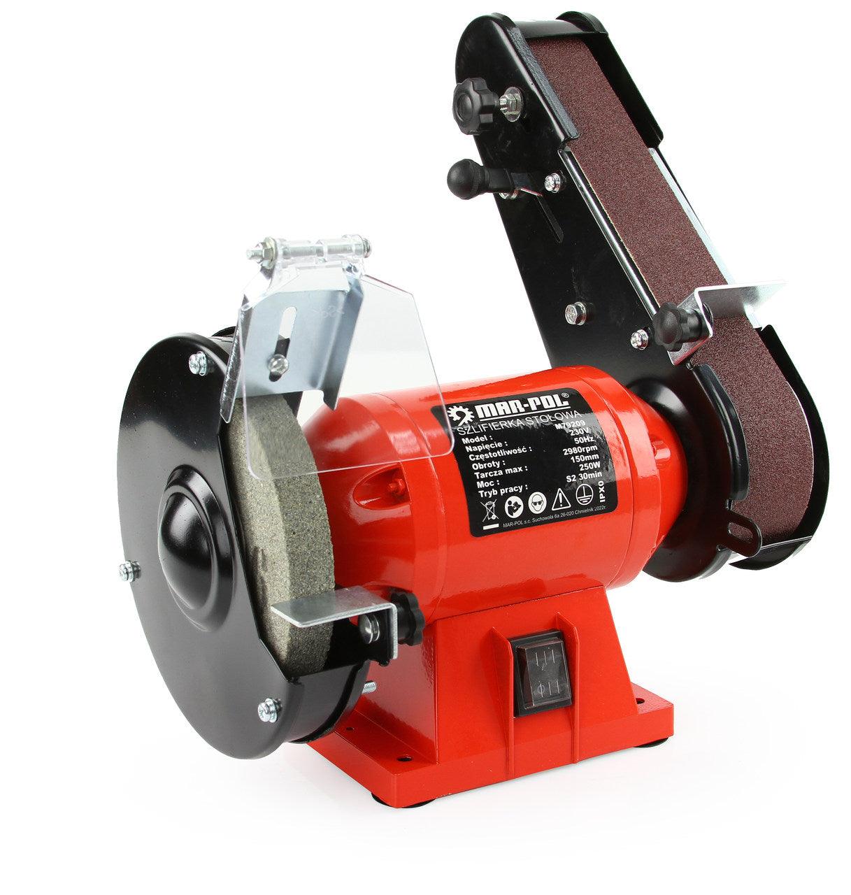 Polizor de banc cu disc 150mm si banda 250W, slefuitor cu banda - Bjc tools