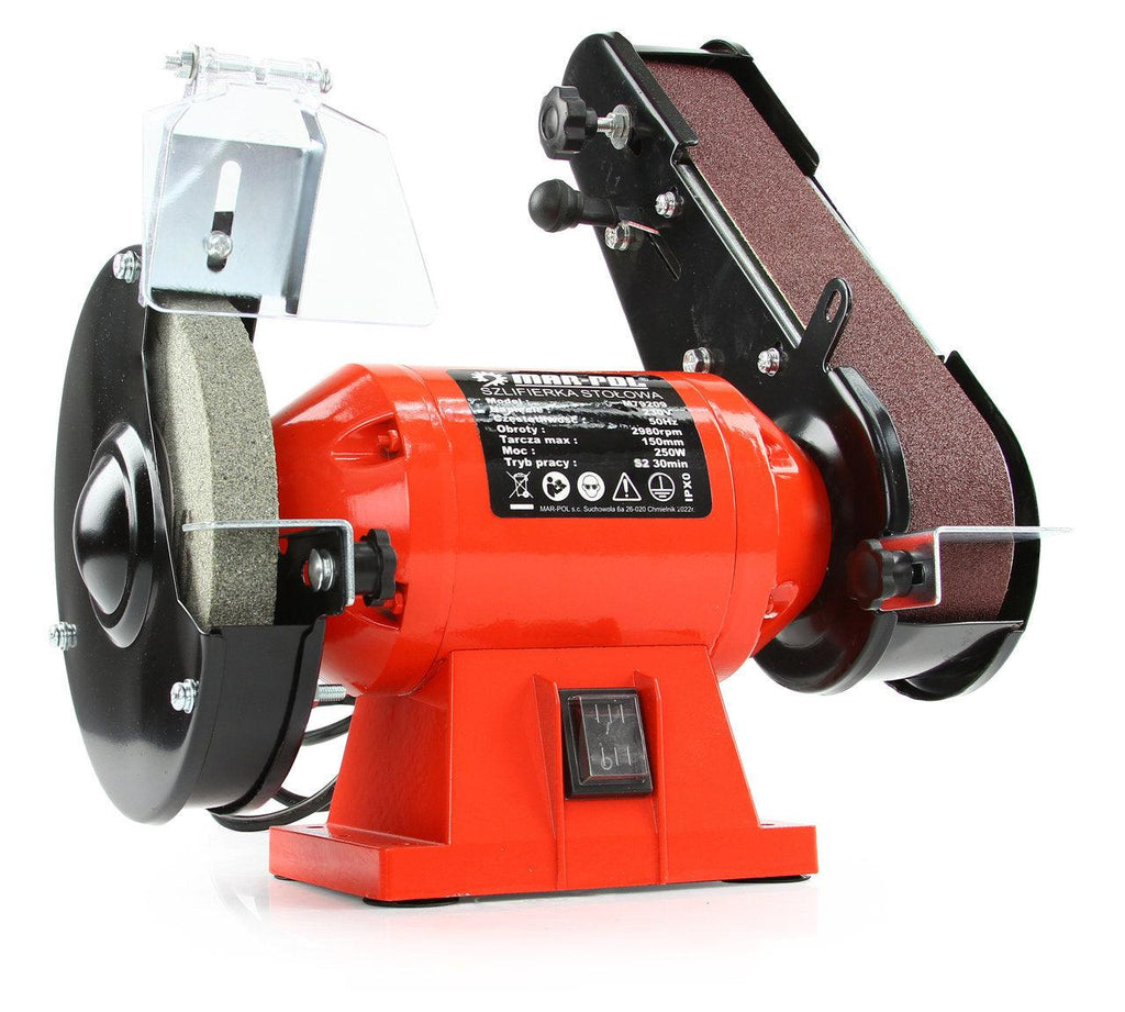 Polizor de banc cu disc 150mm si banda 250W, slefuitor cu banda - Bjc tools