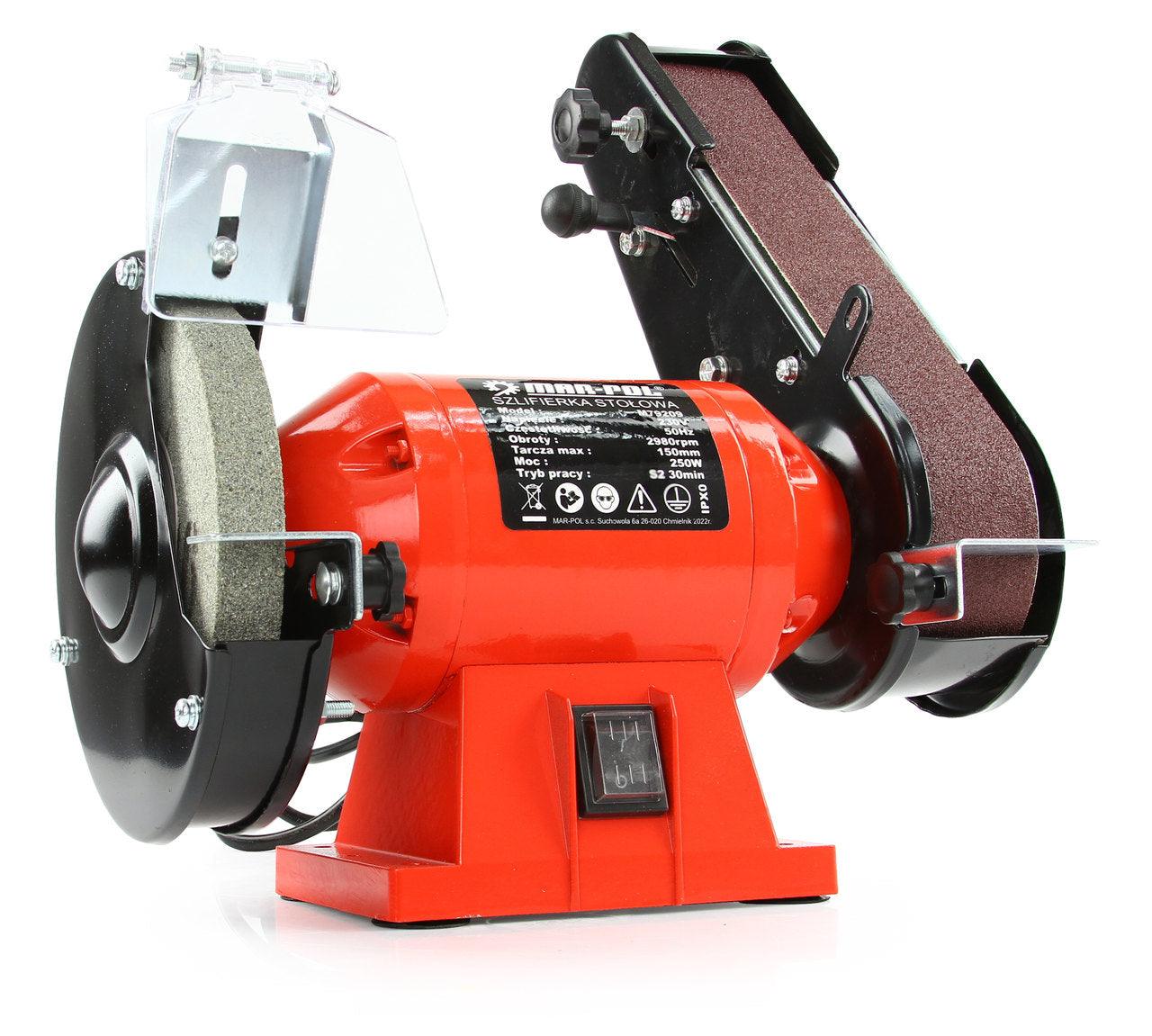 Polizor de banc cu disc 150mm si banda 250W, slefuitor cu banda - Bjc tools