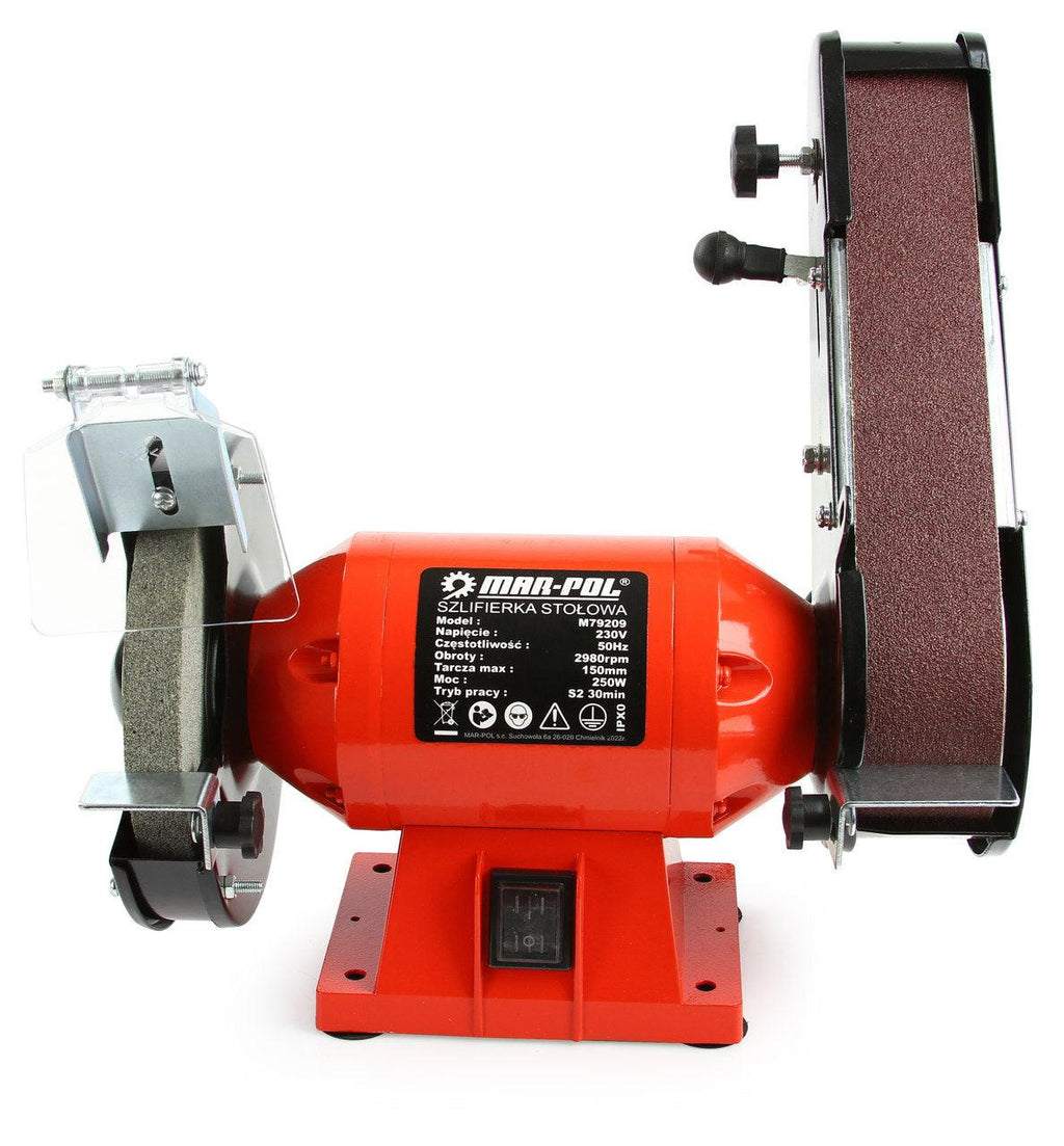 Polizor de banc cu disc 150mm si banda 250W, slefuitor cu banda - Bjc tools