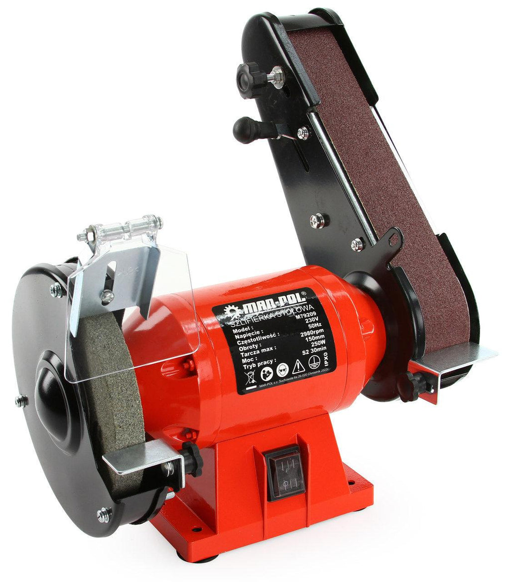 Polizor de banc cu disc 150mm si banda 250W, slefuitor cu banda - Bjc tools