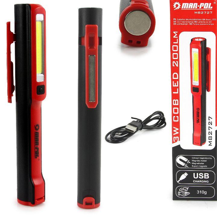 Lanterna reîncărcabila Cob Led 3w, lanterna cu acumulator 200 lumeni - Bjc tools