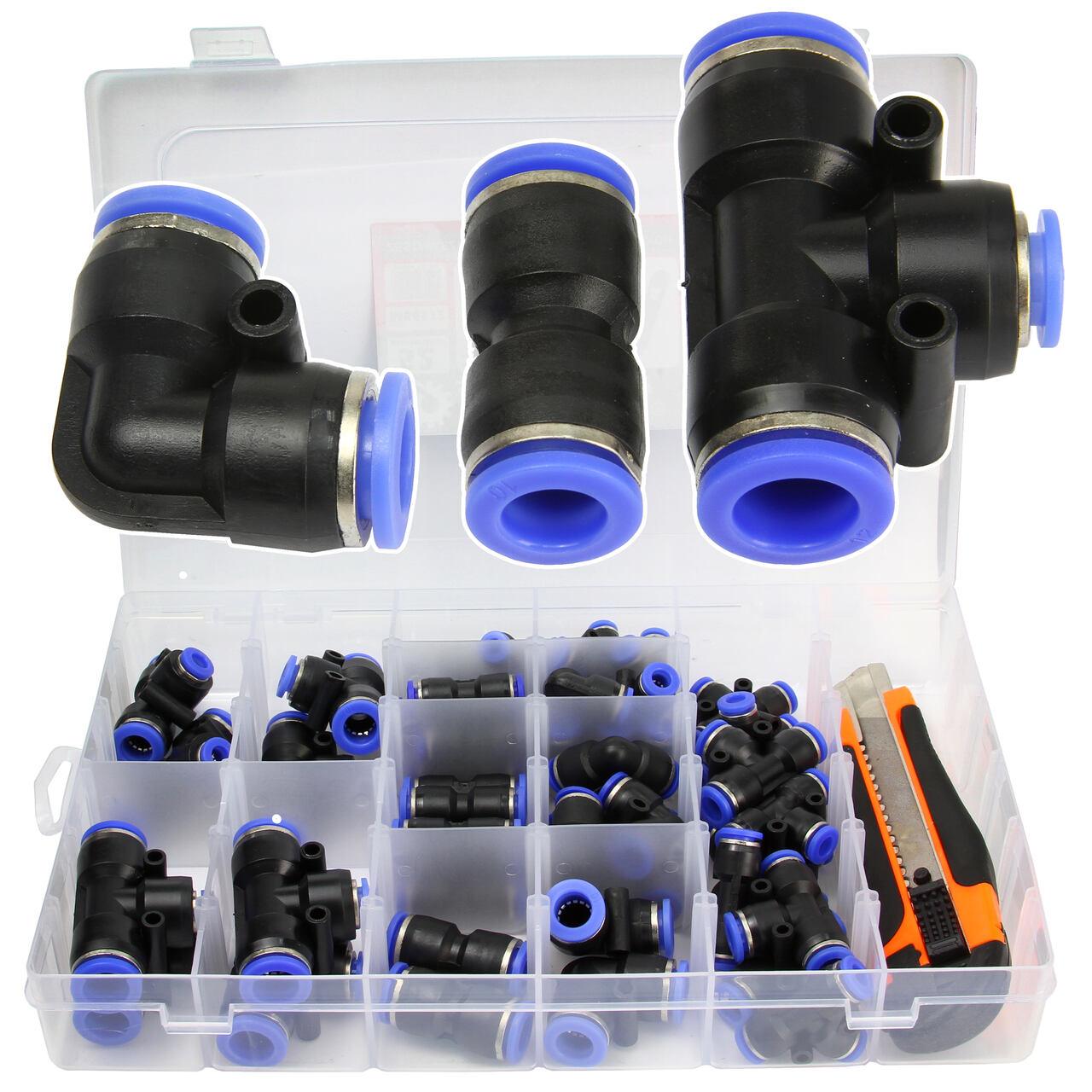 Set conectori rapizi furtun pu pv pe 4mm-12mm 52 buc - Bjc tools