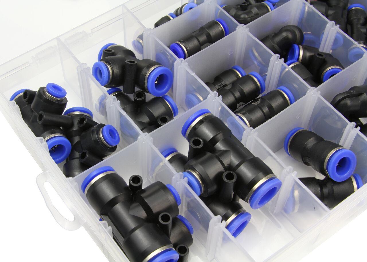 Set conectori rapizi furtun pu pv pe 4mm-12mm 52 buc - Bjc tools