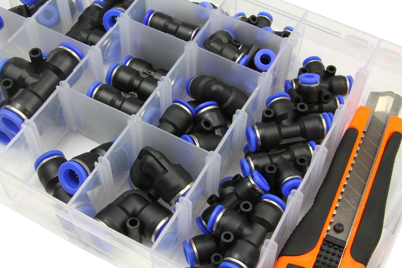 Set conectori rapizi furtun pu pv pe 4mm-12mm 52 buc - Bjc tools
