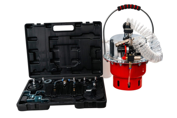 Pompa profesionala pneumatica pentru aerisit si schimbat lichid frana si ambreiaj - Set 15 adaptoare - Bjc tools