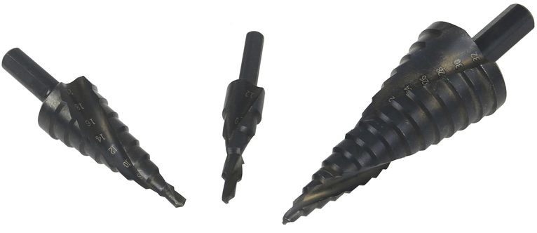 SET DE BURGHIE TREPTATE – 3 PIESE HSS4241 BURGHIE CONICE CU SPIRALĂ - Bjc tools