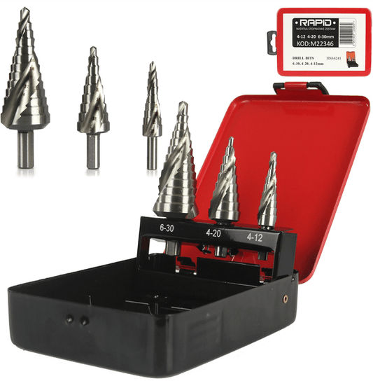 SET DE BURGHIE TREPTATE – 3 PIESE, Burghiu conic - Bjc tools