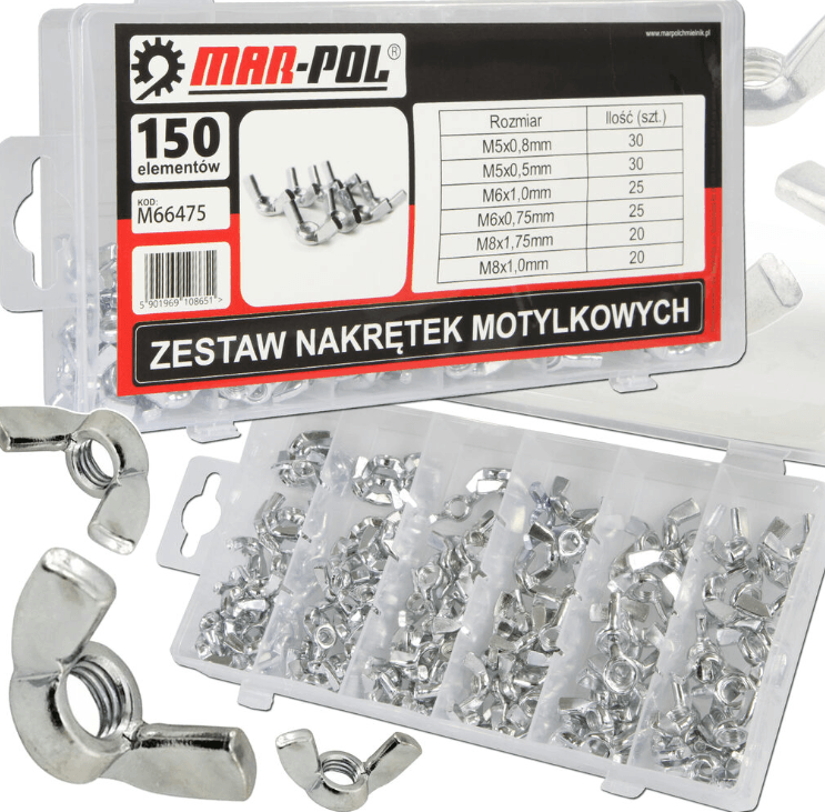 Set de piulițe fluture – 150 de piese - Bjc tools Imagine principală a produsului
