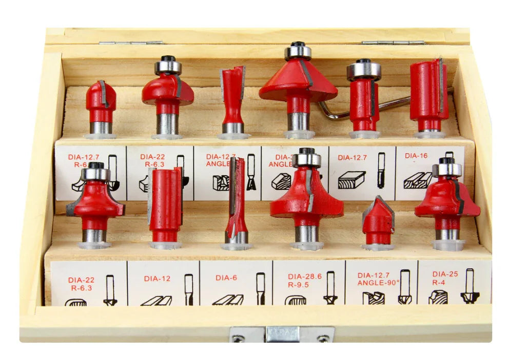 Set de freze pentru lemn cu tija 12 Buc