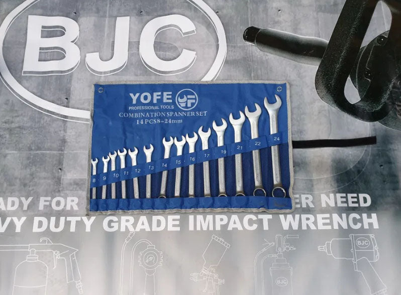 Set chei combinate 14 piese chrome vanadium Fixe si inelare 8 -24 mm - Bjc tools