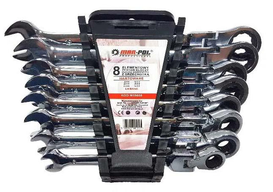 Set chei combinate cu clichet articulate PROFI 8 piese 8-19mm - Bjc tools