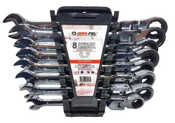 Set chei combinate cu clichet articulate PROFI 8 piese 8-19mm - Bjc tools