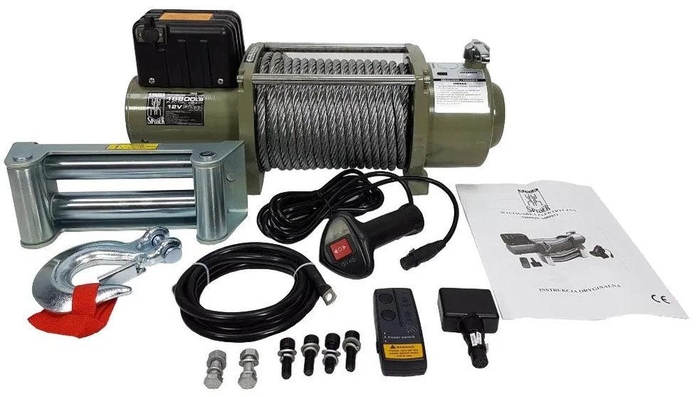 Troliu platforma auto electric 12v profesional 16800 Lbs 7620 kg cu telecomanda - Bjc tools Imagine principală a produsului