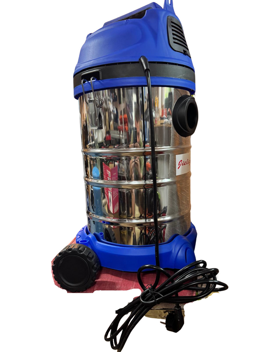 Aspirator industrial 1400W 30L cu rezervor inox, ideal pentru curățenie profesională, utilizabil pe uscate și umede.