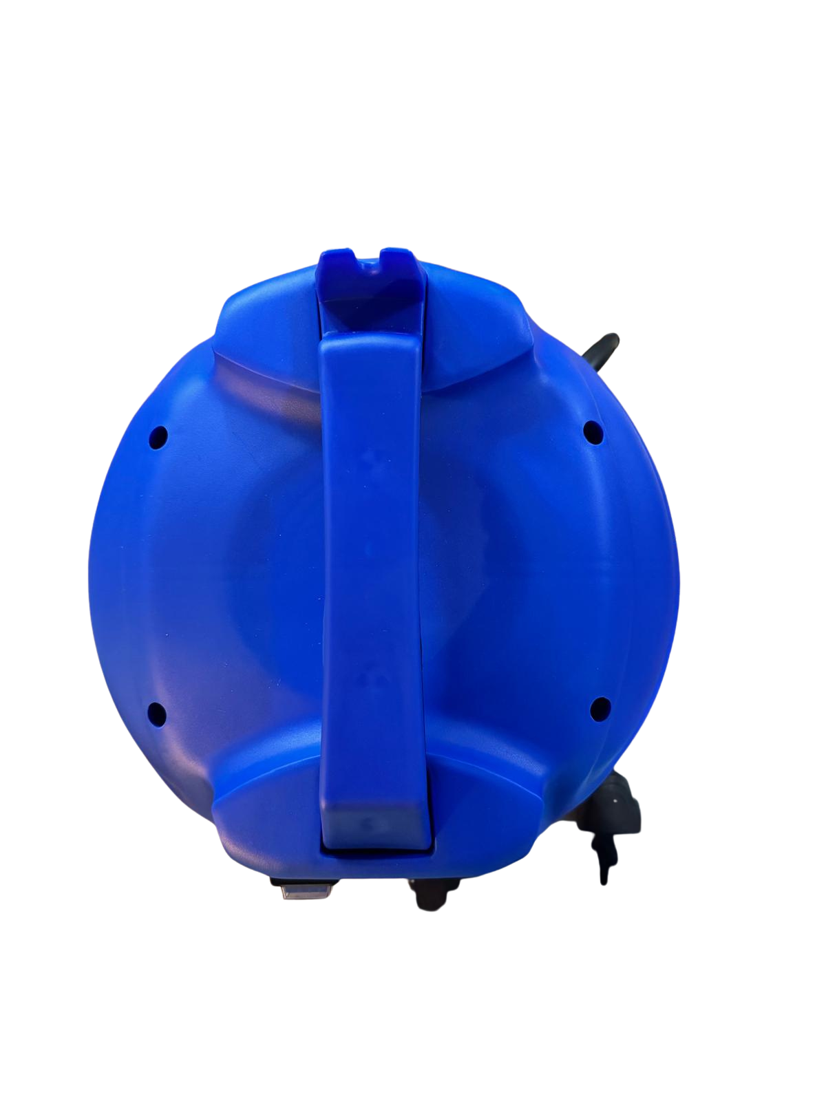 Aspirator industrial 1400W 30L blue container top view with handle.