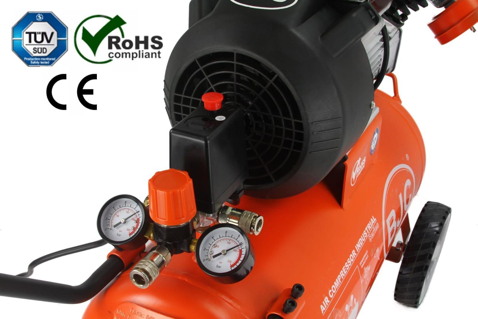 Compresor aer comprimat profesional, 50 litri, 2 pistoane, 10 bari, 395L/min 3HP (Produs resigilat) - Bjc tools