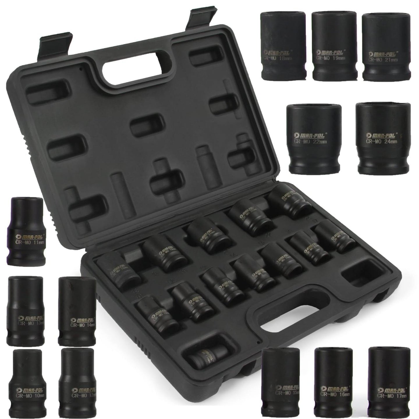 Trusa chei tubulare impact 1/2" scurte 10-24mm 13 piese - Bjc tools