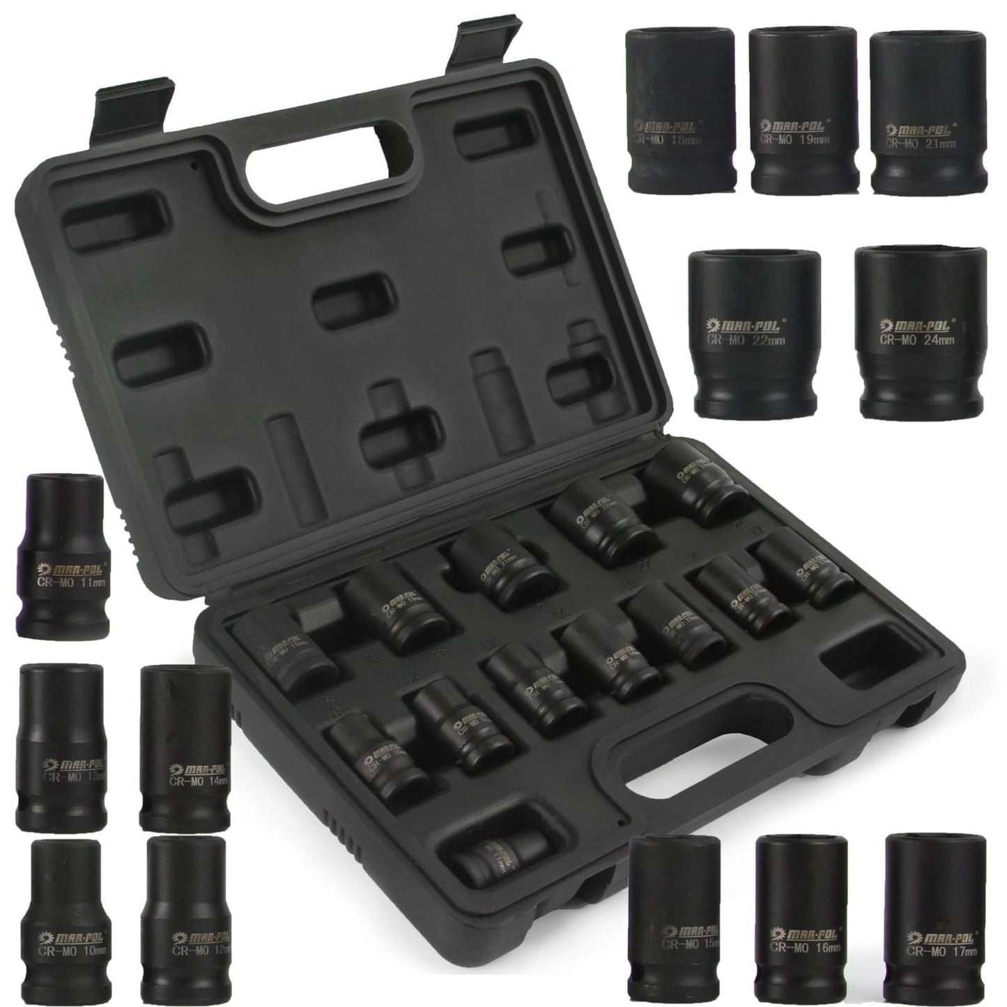 Trusa chei tubulare impact 1/2" scurte 10-24mm 13 piese - Bjc tools