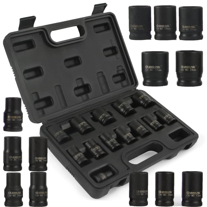 Trusa chei tubulare impact 1/2" scurte 10-24mm 13 piese - Bjc tools
