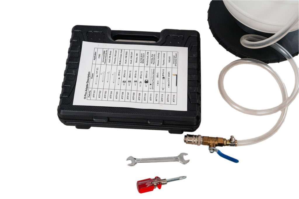 Pompa profesionala umplere ulei cutii automate si diferentiale - Set 15 adaptoare ATF , pompa ulei cutii viteze - Bjc tools