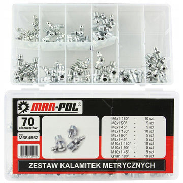 Set capete gresor decalimetru  nipluri de ungere metrice, 70 buc
