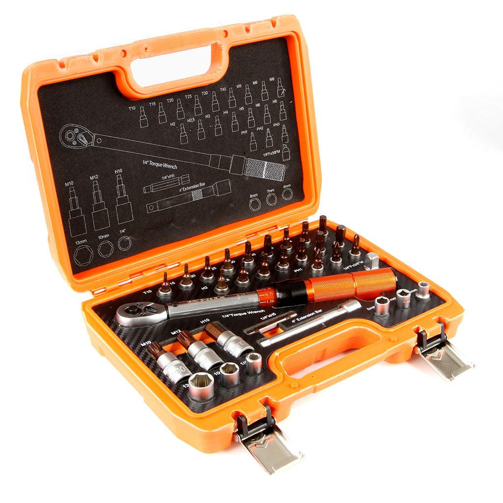 Set cheie dinamometrica 1/4 5-25Nm 32 piese - Bjc tools