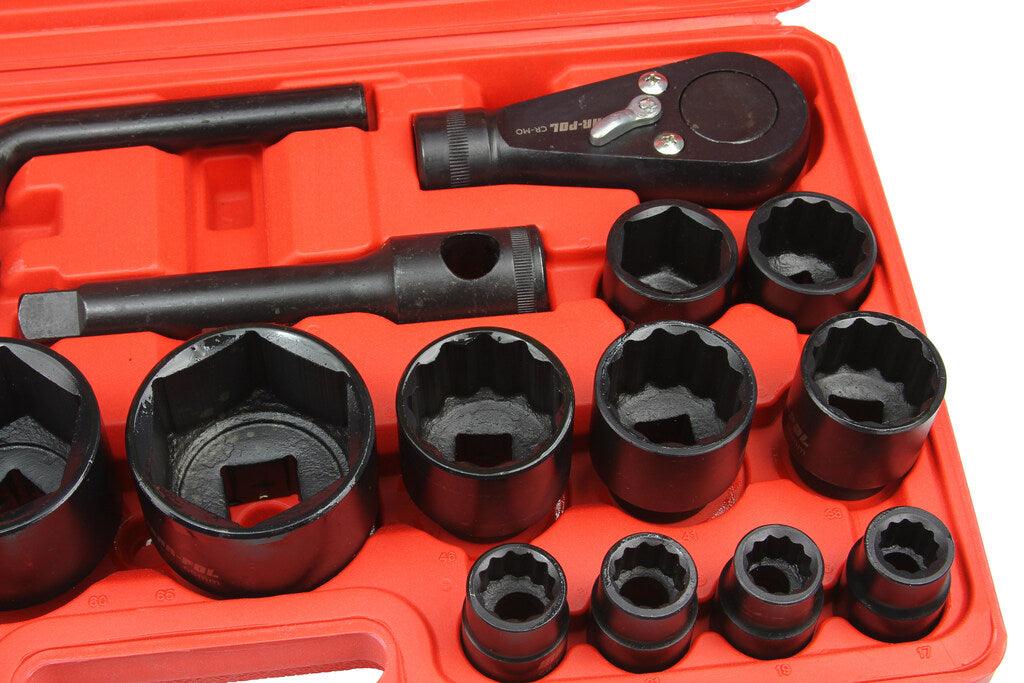 Trusa tubulare pentru camion 26 piese 21-65 mm 3/4 si 1 tol stelate si hexagonale - Bjc tools
