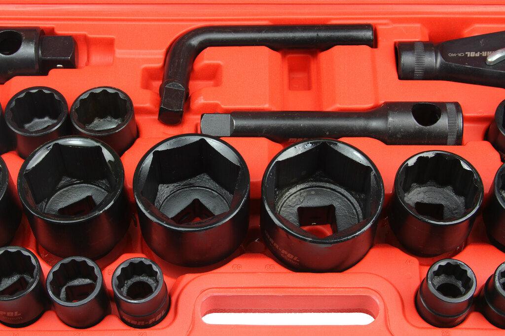 Trusa tubulare pentru camion 26 piese 21-65 mm 3/4 si 1 tol stelate si hexagonale - Bjc tools